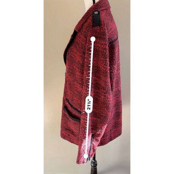 Lucky Brand red and black tweed jacket with asymmetrical zip closure. Size XL. - Picture 8 of 12